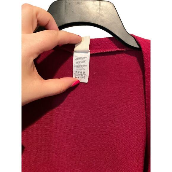 7Th Roy Cardigan Sweater Women Large Red Polyester Stretch Beaded Bubble Sleeves - Picture 2 of 4